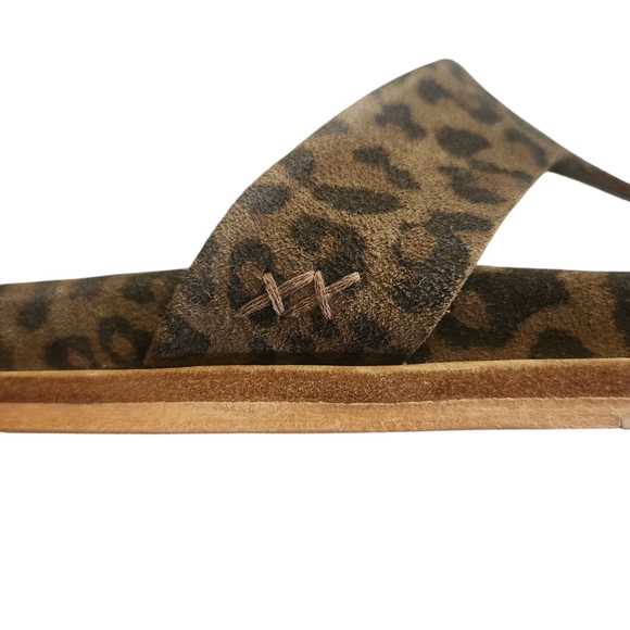 FREE PEOPLE MIKA CHESTNUT LEOPARD SUEDE T-STRAP SANDAL SZ 6 - Picture 12 of 15